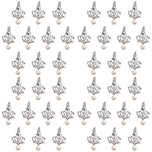 Polytree 40pcs Women's 3d Silver Crown Crystal Rhinestone Alloy Nail Art Glitter DIY Decoration - Thumbnail 2
