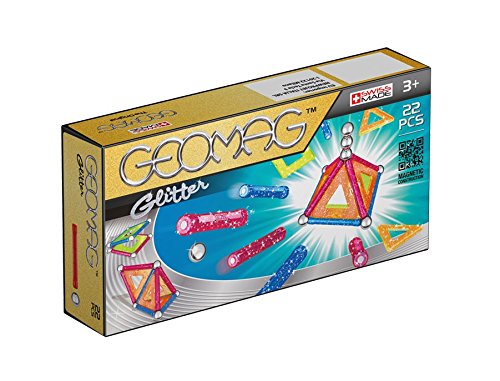 Geomag 22-Piece Glitter Construction Set with Assorted Panels – Mentally Stimulating for Children and Adults – Safe and Construction – For Ages 3 and Up