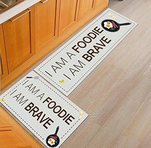 Kitchen Mats Non slip Kitchen Rugs Doormat,2PCS simple and stylish 7MM thickness carpet,60 * 90+60 * 180cm,Area Floor Mats Bedroom Anti-fatigue Carpet Cushioned Door Mats Sets