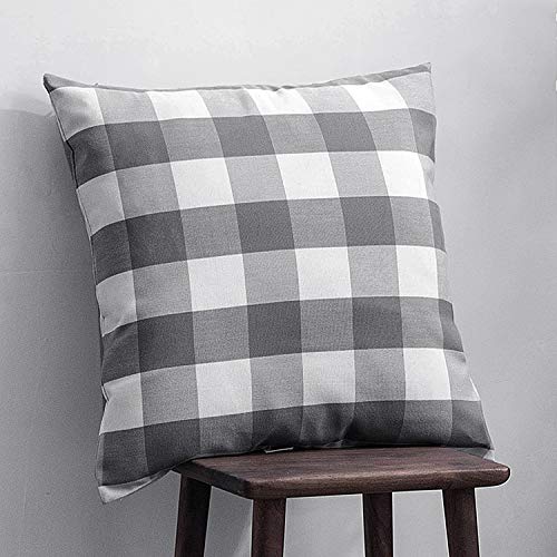 VIS'V Buffalo Check Plaid Throw Pillow Covers, Set of 2 Linen Square