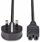 LINDY 2m UK Mains 3 Pin to IEC C15 Power Cable Kettle Lead Black view 4