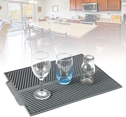 Steppiano 開店記念セール 水切りマット キッチン 排水マット 食器 大判 抗菌 グレー 防カビ 43 速乾 吸水 33cm