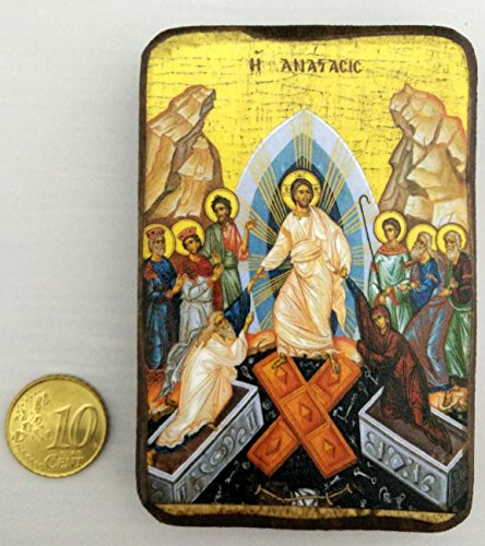 Wooden Greek Christian Orthodox Wood Icon The Resurrection / A0 - //medicalbooks.filipinodoctors.org