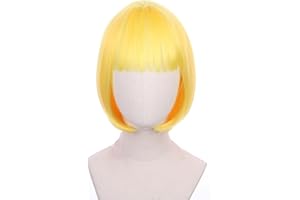 Ufindcos Short Lemon Yellow Wig Yellow Bob Wig with Bangs Short Straight Wigs
