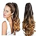 Neverland Beauty Ponytail Extension, Natural Ombre Look Two Tone Long Curly Big Wavy Claw Synthetic Curly Ponytail Clip for Women, Girls (20inch)
