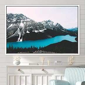 signwin Framed Canvas Wall Art Winter Lake Aerial...