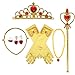fedio 8Pcs Girls Princess Dress up Accessories Set with Princess Gloves, Princess Tiara Crown, Wand and Necklaces for Kids (Yellow)