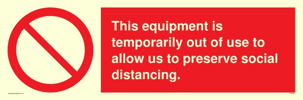 This equipment is temporarily out of use to allow us to preserve social distancing