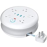DERJLY Retractable Travel Power Strip: 6 ft