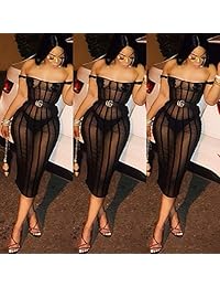 Vestido sexy de lentejuelas para mujer, cuello en V, sin mangas, de malla, para fiestas o clubes