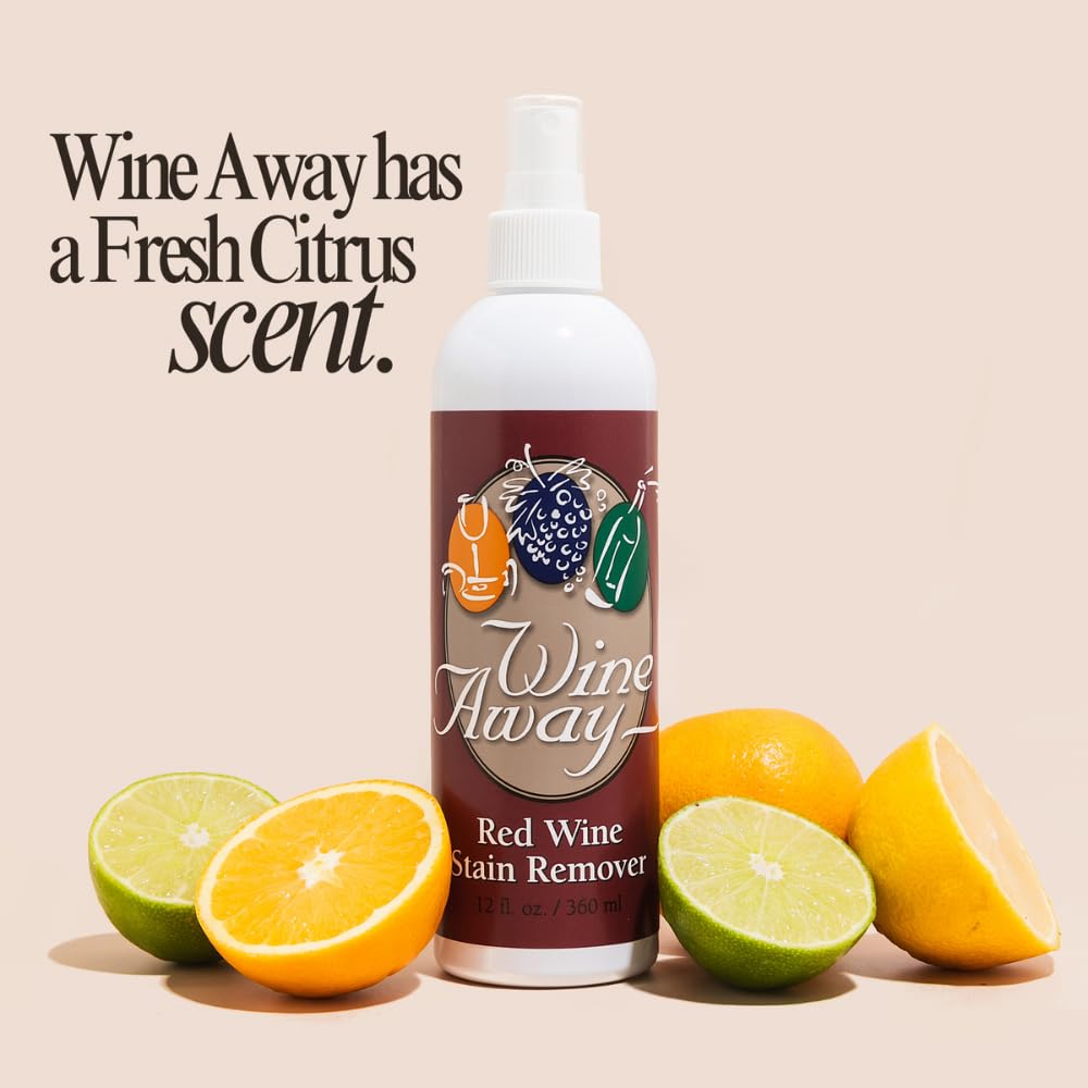 Wine Away Red Wine Stain Remover, 12oz - Removes Wine Spots, Perfect Fabric Upholstery and Carpet Cleaner Spray Solution, Spray on Stain Wash and Resolve Laundry to Vanish Stain, Citrus Scent