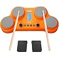 HXW PD405 Electronic Drum Set 4 Velocity Sensitive Electric Drum Pads With 163 Sounds, Built-in Speaker, Pedals, Drum Sticks, Christmas Gift