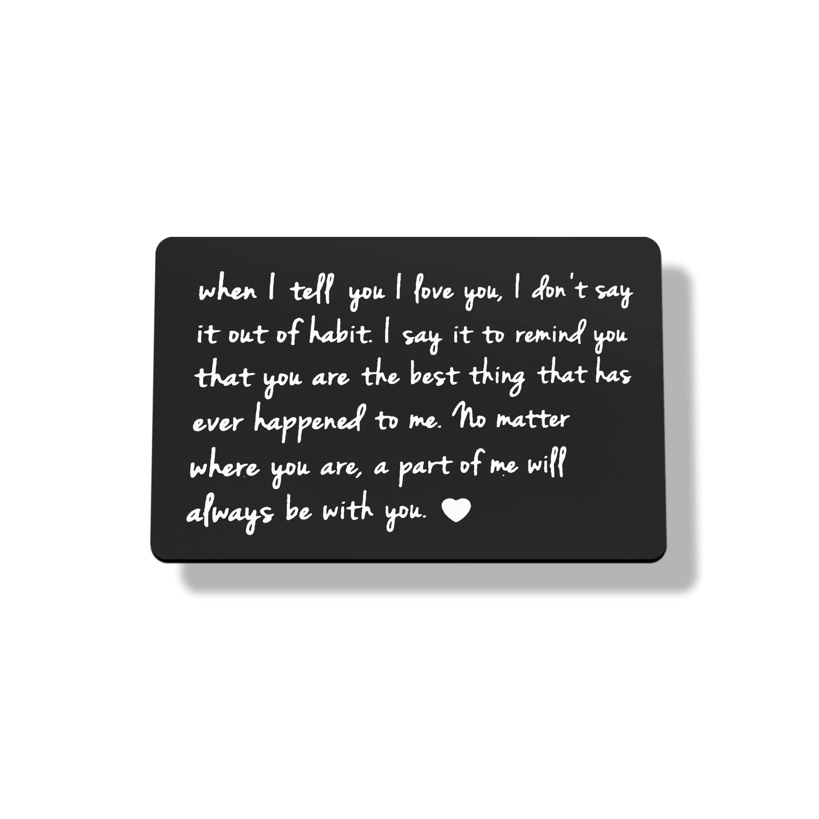 Engraved Wallet Card Mini Love Note Gifts for Husband Boyfriend Long Distance Gifts Deployment Gifts from Girlfriend Valentines Day Gifts Christmas Anniversary Card Wedding Birthday Present