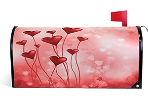 WOOR Valentine's Day Pink Hearts Magnetic Magnetic Mailbox Cover Standard Size for Garden Yard Outdoor Decorations-18 x 20.8"
