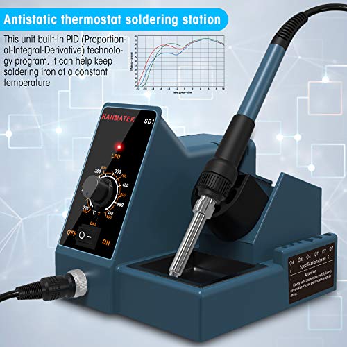 Soldering Station,HANMATEK Soldering Iron - Soldering Iron Station, weller Soldering Iron 392â„‰-896â„‰ Temperature Adjustable,6 seconds rapid heating Soldering kit with Solder Bracket SD1