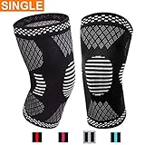 Venture Pal Knee Compression Non-Slip Sleeve - Best Knee Brace Support for Running,Hiking,Basketball,Gym - Perfect Treatment for Joint Pain Relief,Meniscus Tear,Arthritis and Injury Recovery（Single)