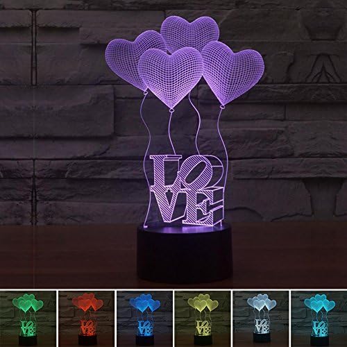 3D Visual Bulb Optical Illusion Colorful LED Table Lamp Touch Romantic Holiday Night Light Baymax Love Heart Wedding gifts