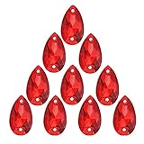 50Pcs Teardrop Sew on Rhinestones Crystal AB Glass Flatback Rhinestone for Crafts Clothing Wedding Dress Decoration,11X18mm Red