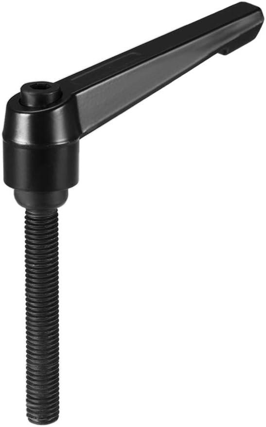 sourcing map M10 x 60mm Handle Adjustable Clamping Lever Thread Push Button Ratchet Male Threaded Stud Knobs Quick Release Screw Handles Bolts with Locking Lever Black