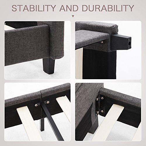 Upholstered Linen Platform Bed Frame, mecor Queen Size Bed Frame with