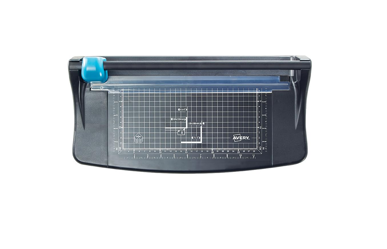 Avery Lightweight A4 Paper Trimmer, Photo and Paper Cutter, 5-Sheet Capacity, Self-Sharpening Blade, Black & Teal (TR002)