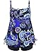 Septangle Women's Floral Print Two Piece Swimsuit Pin up Swimwear Plus Size Bathing Suits (Royal Blue,US 18)