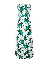 cacncut Mujer Plus Tamaño Maxi vestidos sin mangas hoja verde estampado fresco verano vestidos de playa elegante, Moderno   Equipada, XXL, Blanco