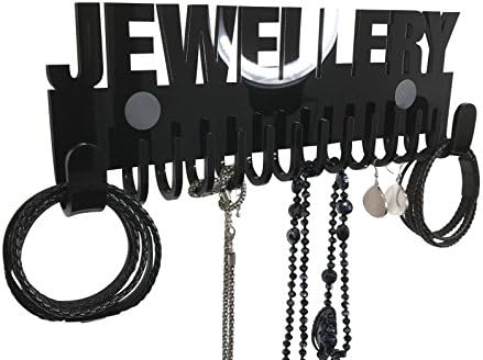 Galeara design Necklace Hanger Organiser Storage Black Wall Mounted Glossy with Word … (Black - Jewellery)