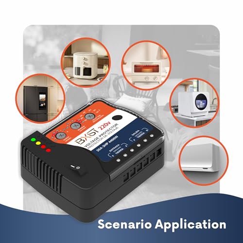 BXST Protección contra sobretensión y de cableado para nevera, TV, 4400W, electrodomésticos, aire acondicionado, inversor, mini split, ajustable, sobre/bajo voltaje y tiempo de retardo, voltaje 20A