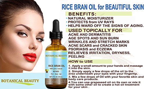 image for Botanical Beauty RICE BRAN OIL. 100% Pure / Natural / Refined / Undilu
