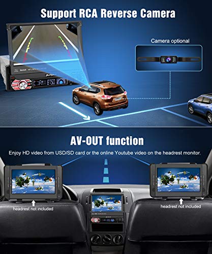 PUMPKIN Android 8.1 Car Stereo Single Din with 7 Inch Flip Out Touch Screen, Navigation, WiFi, Support Backup Camera, AUX, Android Auto, SD/USB