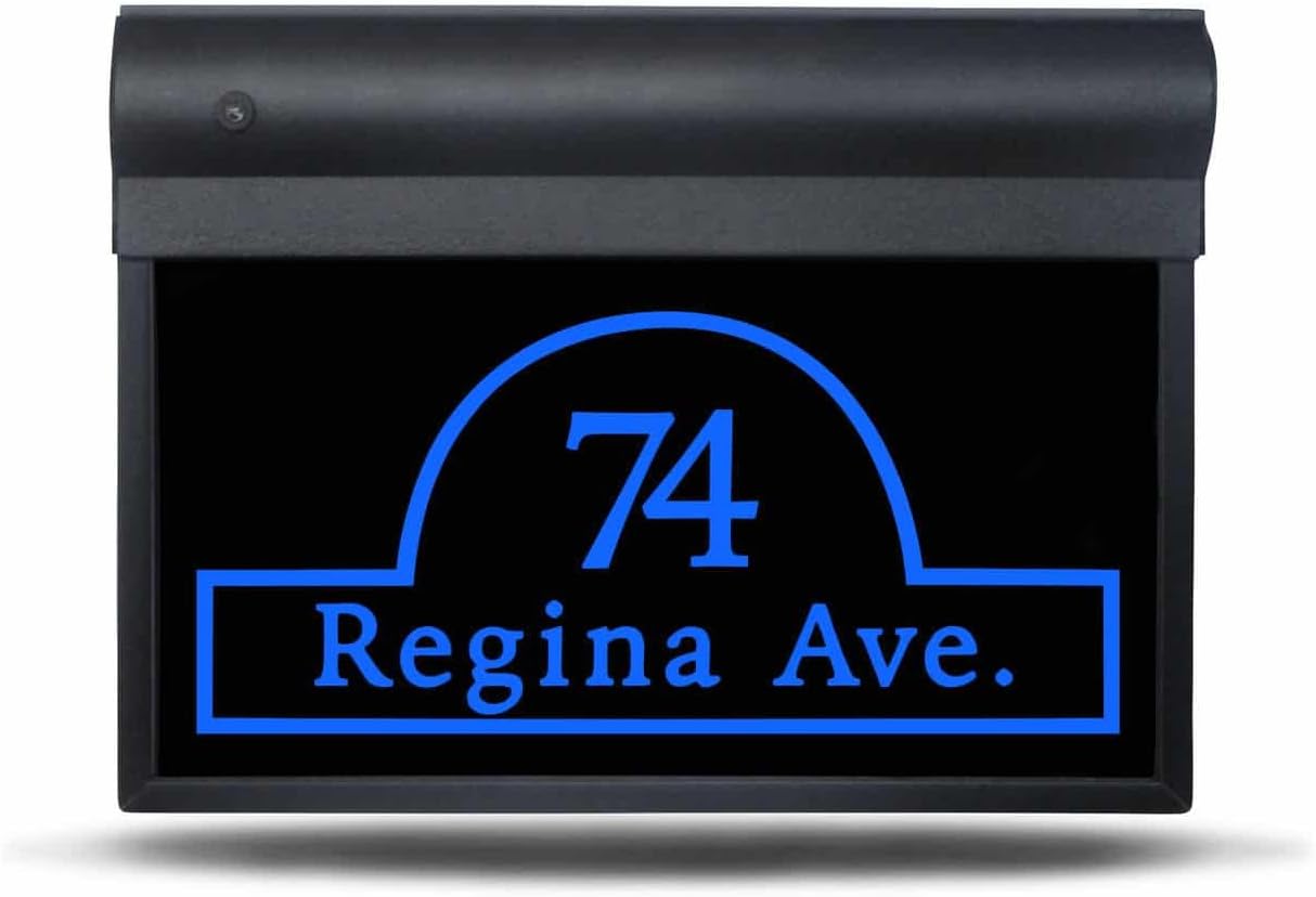 Sight Lights Personalized and Customized Illuminated LED Address Sign, The Arch Style with Street Name, 17 Inch, Bright Blue