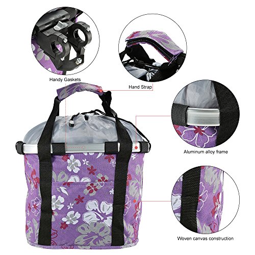 Bicycle Basket Bicycle Aluminum Alloy Frame Pet Carrier Bike Detachable Cycle Front Carrier Bag Pet Carrier (Black)