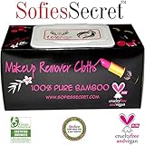 SofiesSecret Makeup Remover Facial Cloths 100 Count 100% Organic Extracts & Pure Bamboo, Extra Thick, Recyclable, Eco-friendly, Cruelty Free & Vegan