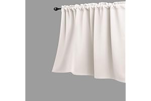KOUFALL Cream White Valances for Windows Rod Pocket Off White Ivory Blackout Curtain Valances for Living Room 52 x 18 Inch Length Cream Beige