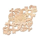 Rhombus Flower Rubber Wood Applique Unpainted Furniture Onlay Home Decor 1 Pc