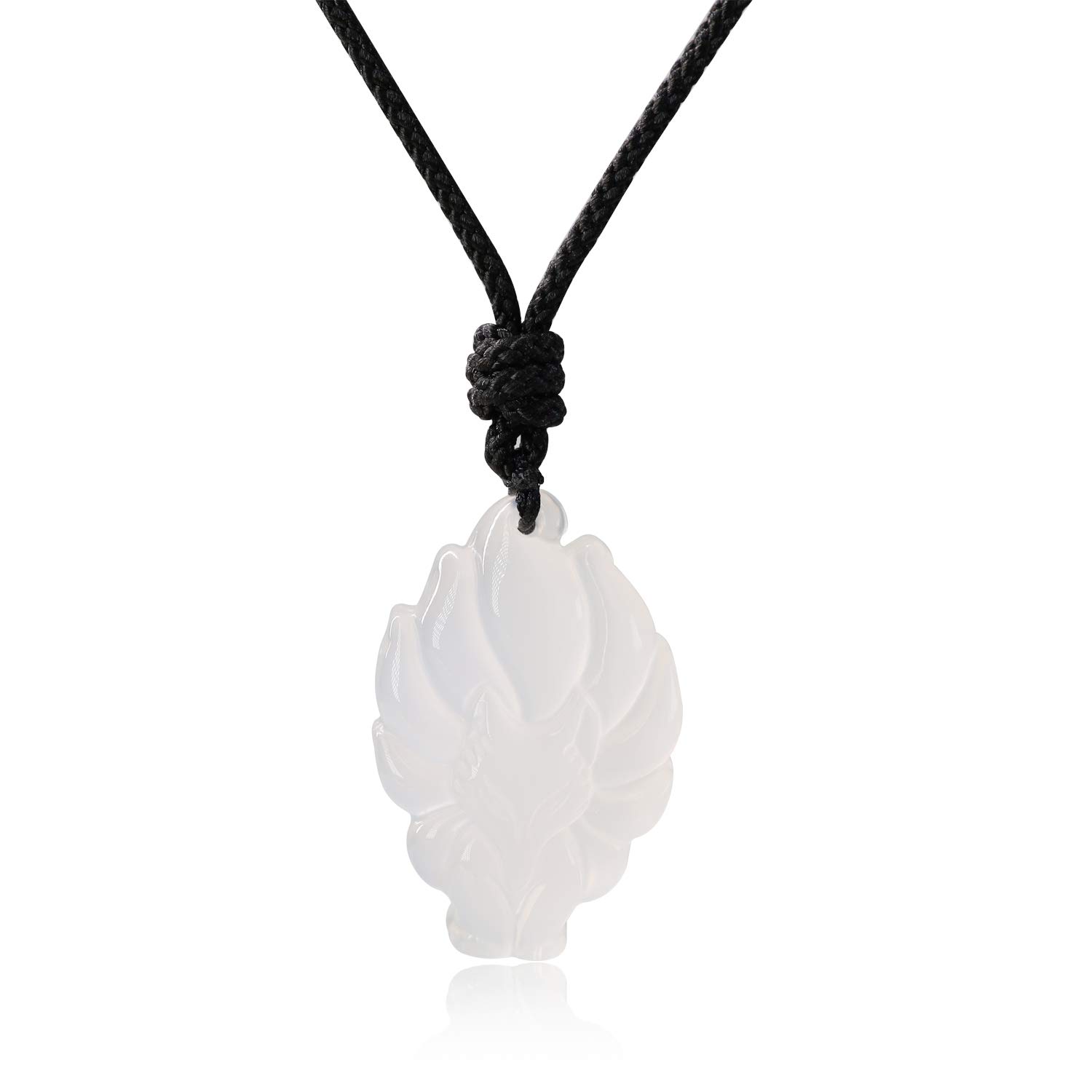 COAI Nine Tailed Fox Necklace Crystal Necklace for Women Men, White Agate