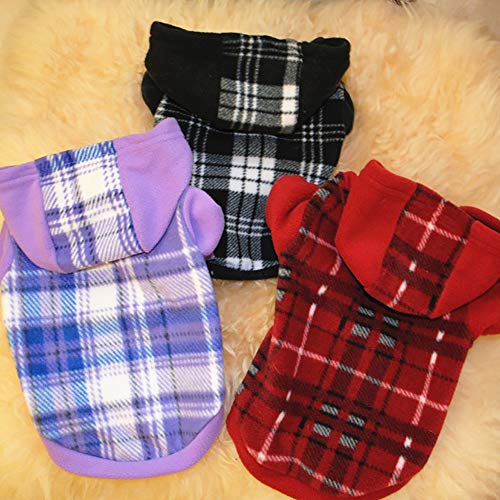 Longay Dog Pet Clothes Hoodie Warm Fleece Puppy Coat Apparel (Purple, XS)