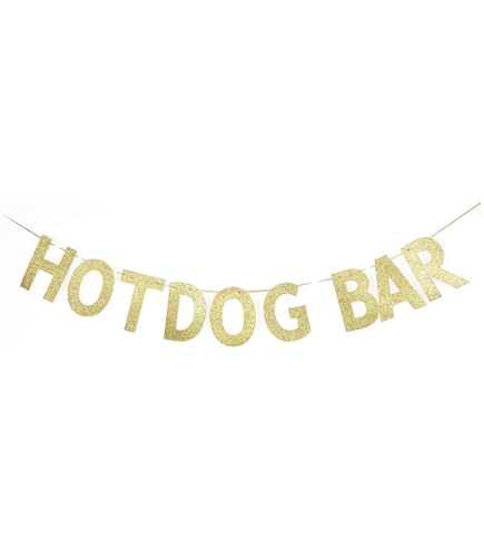 Hotdog Bar Party Dekorationen – 9-teiliges Set Mit Glitzer-Banner & Hängenden Wirbeln, Goldfarben