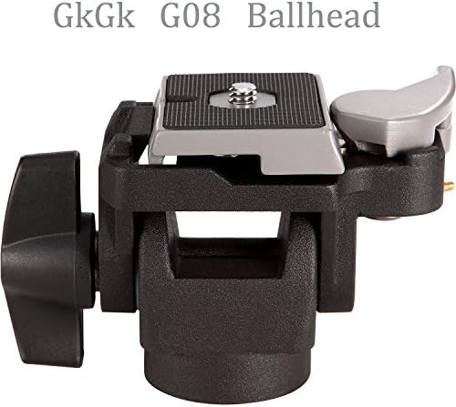 GkGk G08 Swivel Monopod Ballhead Aluminum Alloy Tripod Ball Head 180 Degree &amp; Quick Release Plate for Tripod Monopod,Cameras,Brackets,Light Stands Monopod Swivel Tilt for Camera Max Load 5.5 Pound