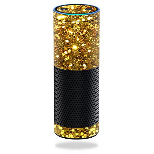 MightySkins-Protective-Vinyl-Skin-Decal-for-Amazon-Echo-Amazon-Echo-Plus-wrap-cover-sticker-skins-Gold-Glitter