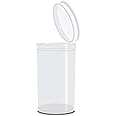 W Gallery 50 Clear Vials - 19 DRAM Pop Top Bottle - Airtight Smell Proof Containers - Medical Grade Plastic Prescription Bottles for Pill Herb Flower Supplement, Bulk Pack, Not Glass Jars