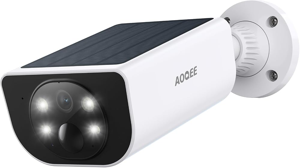AOQEE 2K Solar Wireless Security Camera Outdoor Battery Powered PIR IP65