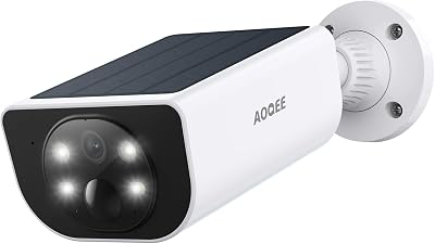 AOQEE 2K Solar Wireless Security Camera Outdoor Battery Powered PIR IP65