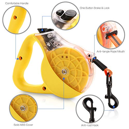 WEILIGU Retractable Dog Leashï¼ŒReflective Safety and Strong Anti-Fracture 12ft TPU Scratch Resistant Plastic Wrapped Braided Ropeï¼ŒOne-Handed Brake, Pause, Lock