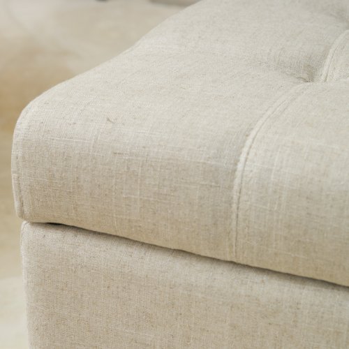Best Selling Mission Tufted Fabric Storage Ottoman Bench, Beige - Thumbnail 5