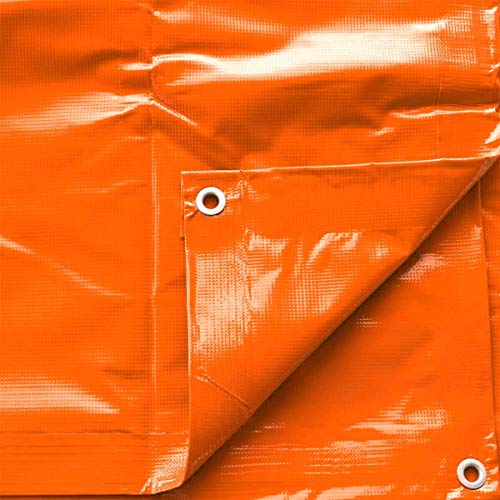 8-Foot by 10-Foot Multi-Purpose 100% Waterproof Orange Heavy Duty PVC Vinyl Tarp Cover 12 Mil Thickness for Inflatables, Tents, and Weather Protection