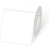 Square Thermal Labels Printer Stickers- 3" x 3", White Self-Adhesive Square Direct Thermal Labels Stickers, Waterproof/Perforation Line Design- 200 Sheets