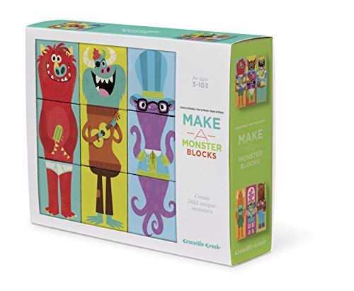 Crocodile Creek Make-A-Critter Blocks Monster Faces and Shapes Mix and Match Block Stacking Sets Toy