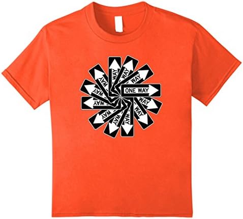 Kids One Way Directional Sign Shirt Confused Traffic Travel 10 Orange